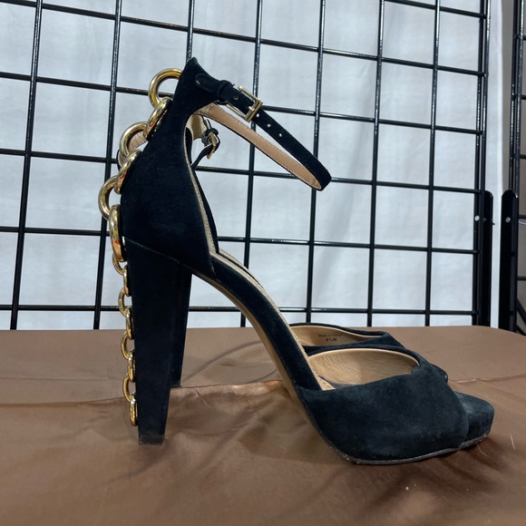 🚚 MOVING SALE Diane Von Furstenberg Sofia Black Suede Chain Heels by DVF - Picture 13 of 15